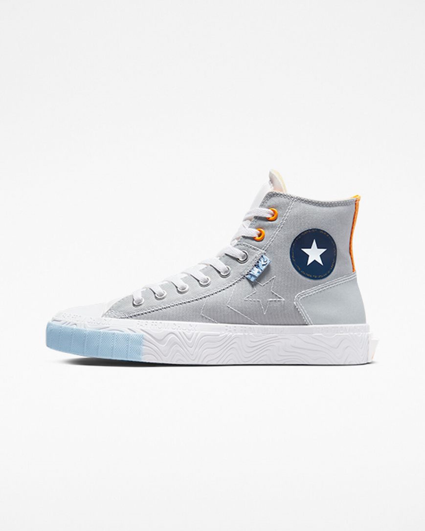 Tenis Converse Chuck Taylor Alt Star Reflective Shine Cano Alto Masculino Cinzentas Branco Laranja | PT U0097TP